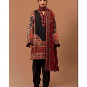 Sana Safinaz Kurta Women’s‎ Size M Embroirdred Black Multi Color 3/4 Sleeve